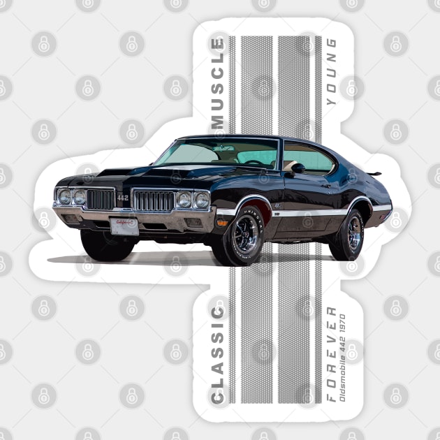 Olds 442 Classic American Muscle Cars Vintage Sticker by Jose Luiz Filho